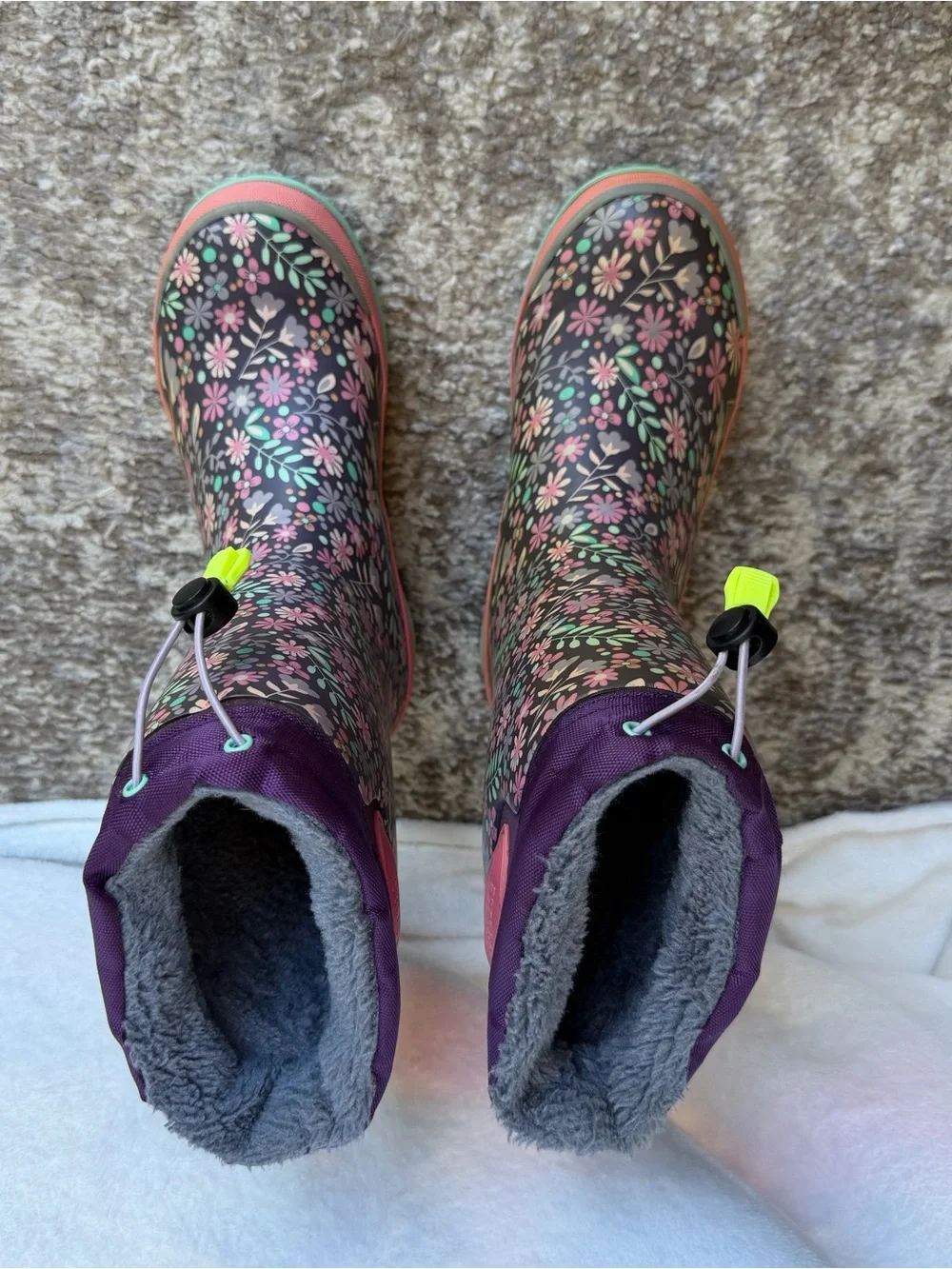Western Chief Girls Floral Waterproof Snow Boots - Purple, Pink, Mint